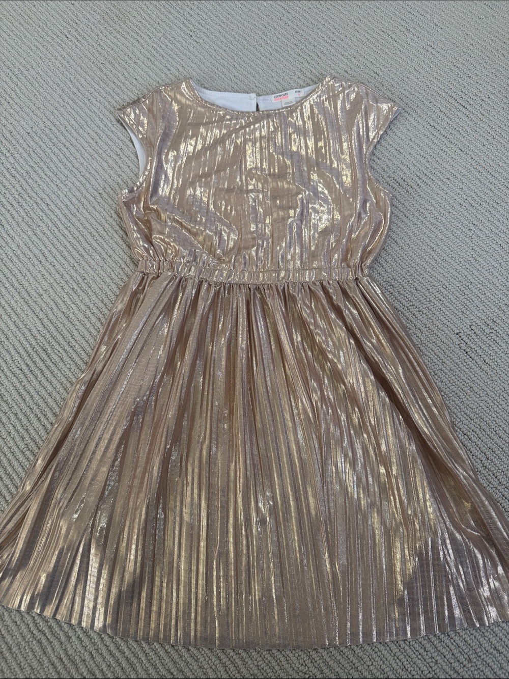 Crewcuts Girls Metallic Pleated Top in Shimmering Gold